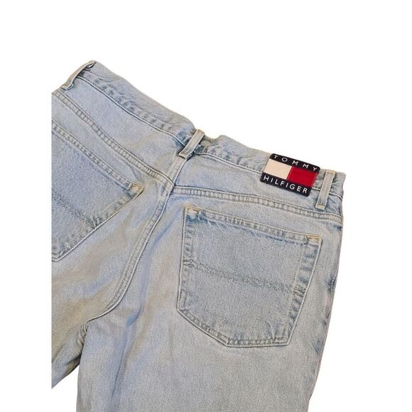 1999 Tommy Hilfiger High Waisted Tommy Jeans Women's Blue Denim Flag Patch 13/30 - Picture 1 of 12